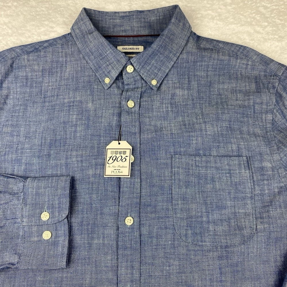 Jos. A. Bank 1905 Shirt Men's XL Blue Tailored Fit Heavier Feel New w/Tags!